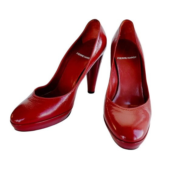 Pierre Hardy Red Patent Leather Platform Pumps Size 38.5 / US 8 - Picture 8 of 11